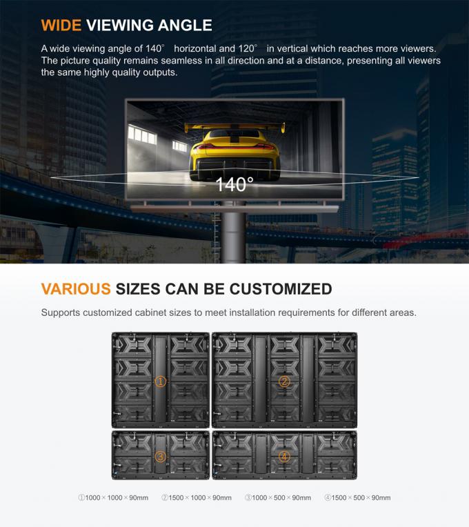 Écran d'affichage extérieur à LED fixe P3.91 P4.81 P6.25 P7.8 P10.4 Paroi vidéo LED pleine couleur mince 6