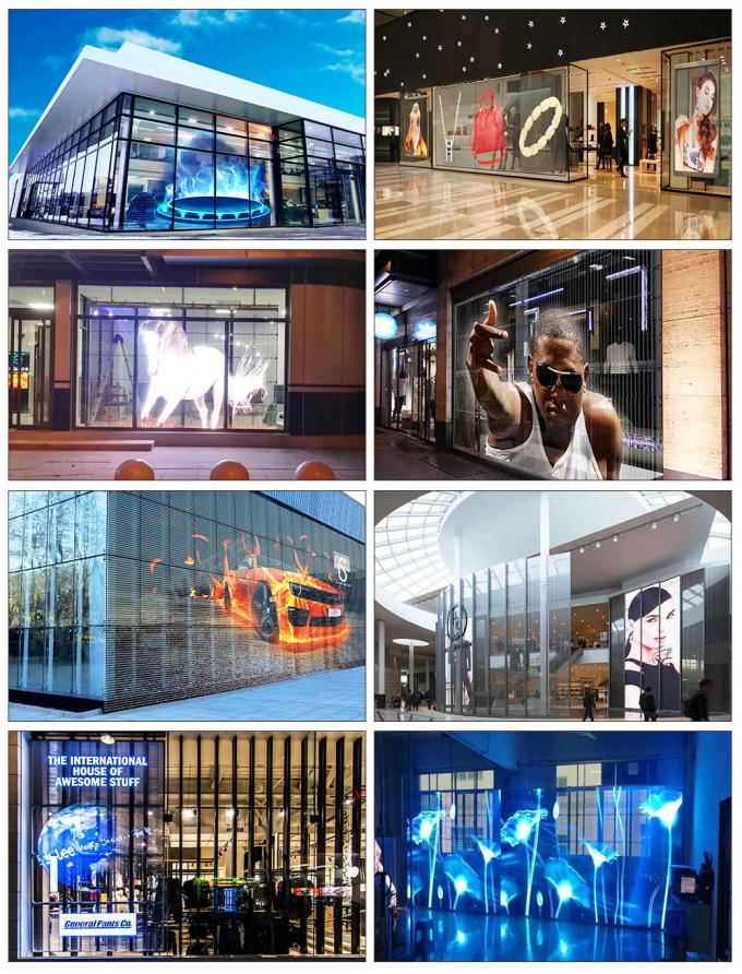 3.91-7.82mm Pixel Pitch Écran d'affichage LED transparent avec 75% de transparence pour une distance de vision de 5 à 100 m 3