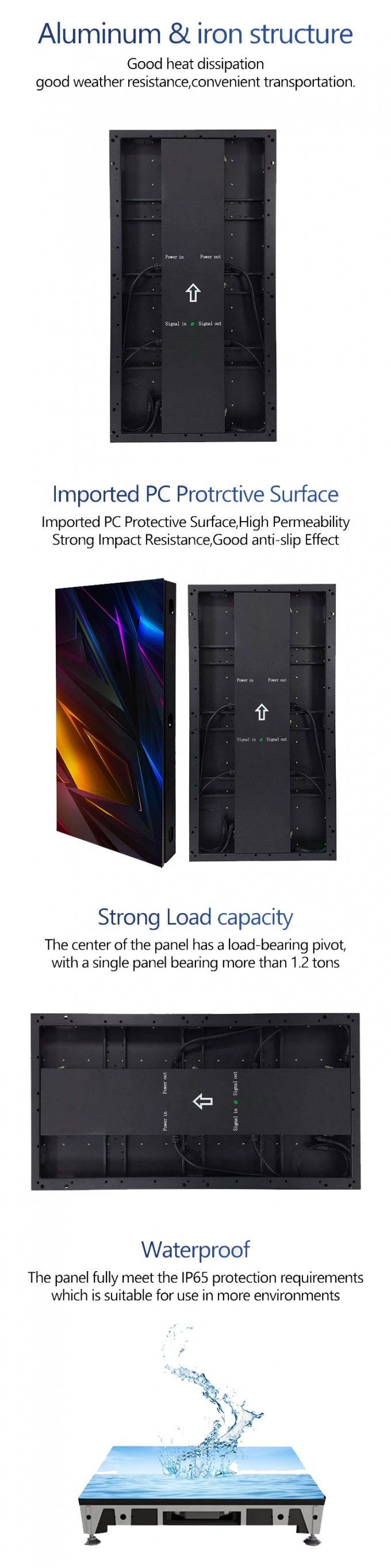 Affichage de sol de danse à LED Panneau de carrelage de location 500 * 1000 High Refresh Led Scène de mariage Écran mur P2.9 Affichage à LED interactif 2