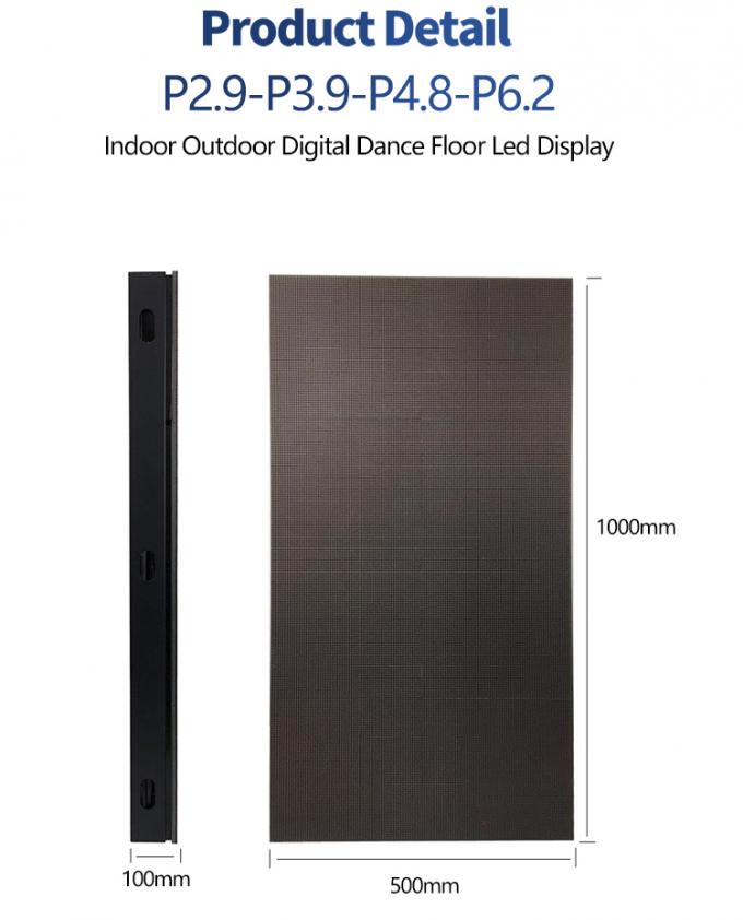 Affichage de sol de danse à LED Panneau de carrelage de location 500 * 1000 High Refresh Led Scène de mariage Écran mur P2.9 Affichage à LED interactif 3
