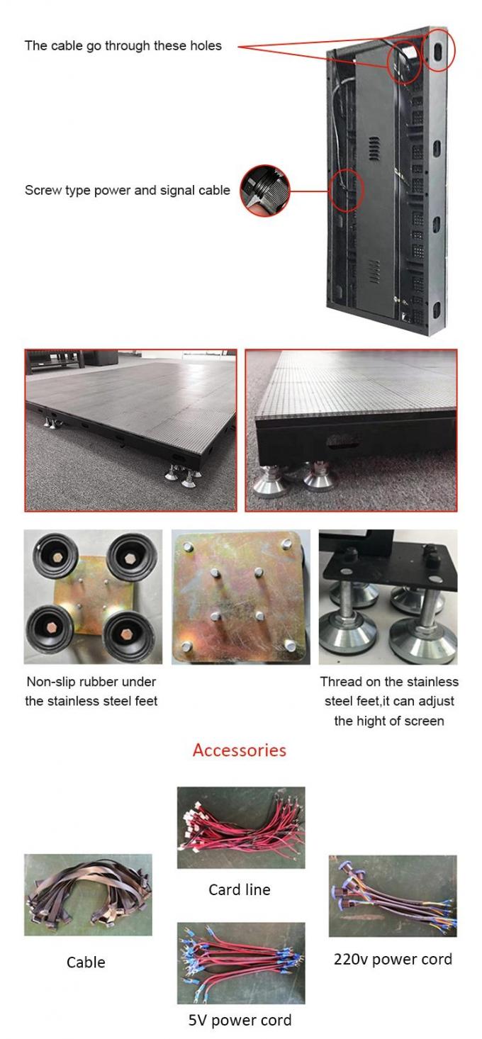 Affichage de sol de danse à LED Panneau de carrelage de location 500 * 1000 High Refresh Led Scène de mariage Écran mur P2.9 Affichage à LED interactif 5