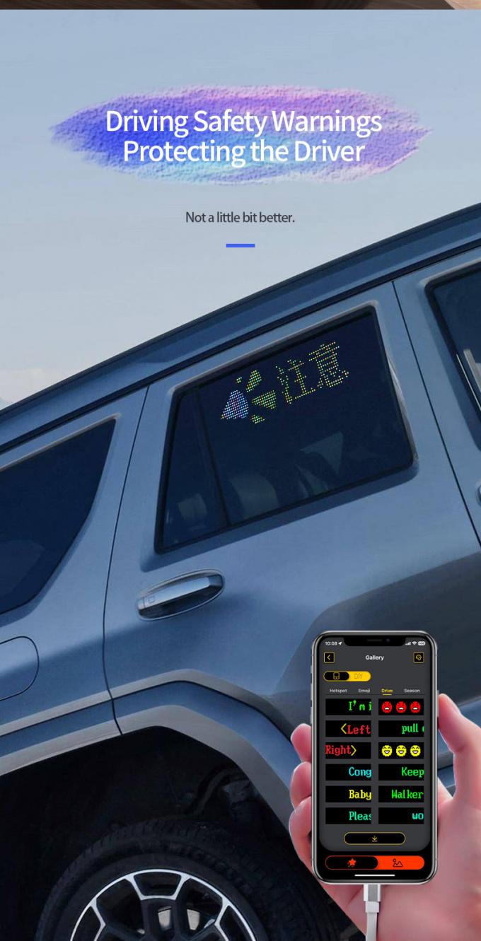 Affichage de panneaux LED de voiture 16 * 64 Programmable USB 5V RGB Modèle d'animation Texte DIY Panneau de défilement Télécommande Écran LED publicitaire 4