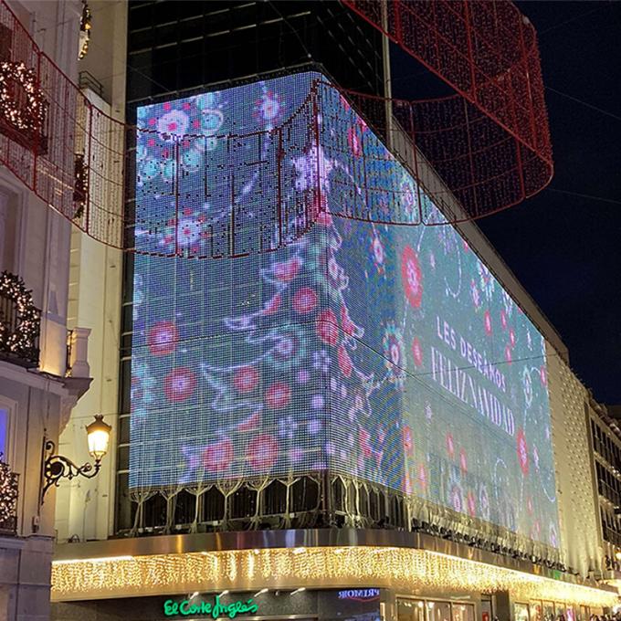 Affichage de rideau à LED flexible Écran de réseau Pixel LED Dot Light Écran de maille LED pour façade média 7